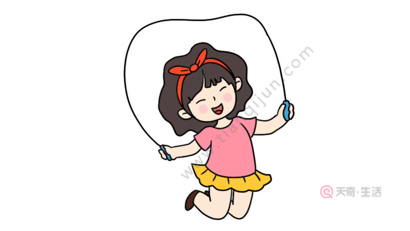 children's day jump rope girl stick figure drawing method