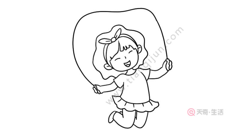children's day jump rope girl stick figure drawing method